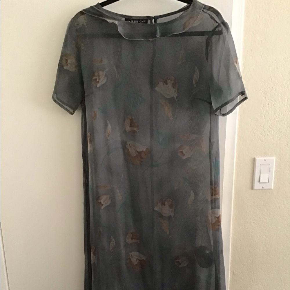 Long Sleek sheer gray dress